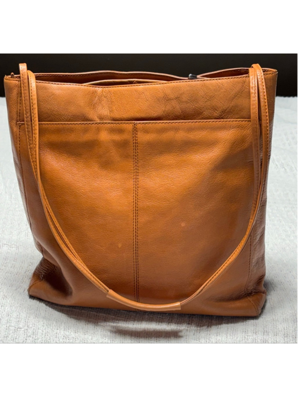 Vintage Hobo THE ORIGINAL Tan Leather Medium Organizer Tote Purse Handbag 90s - Picture 4 of 11